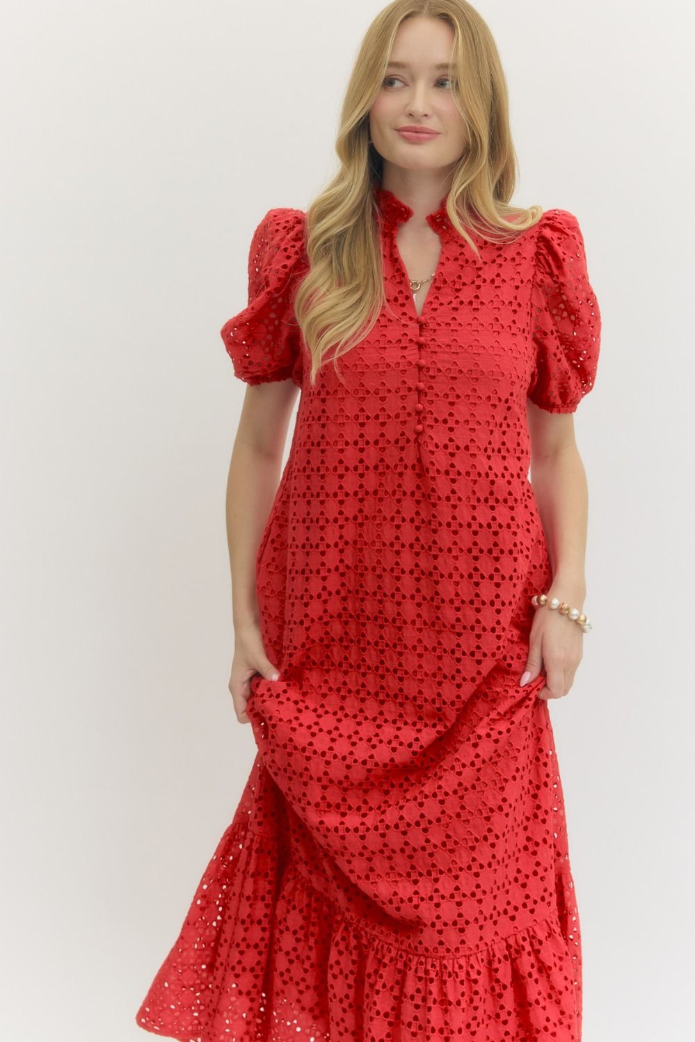 D29377 Eyelet Midi Dress