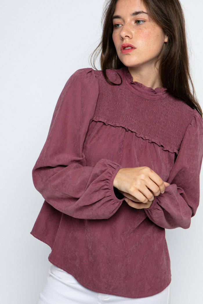 MTP8907 Smocked Yoke Detail Blouse