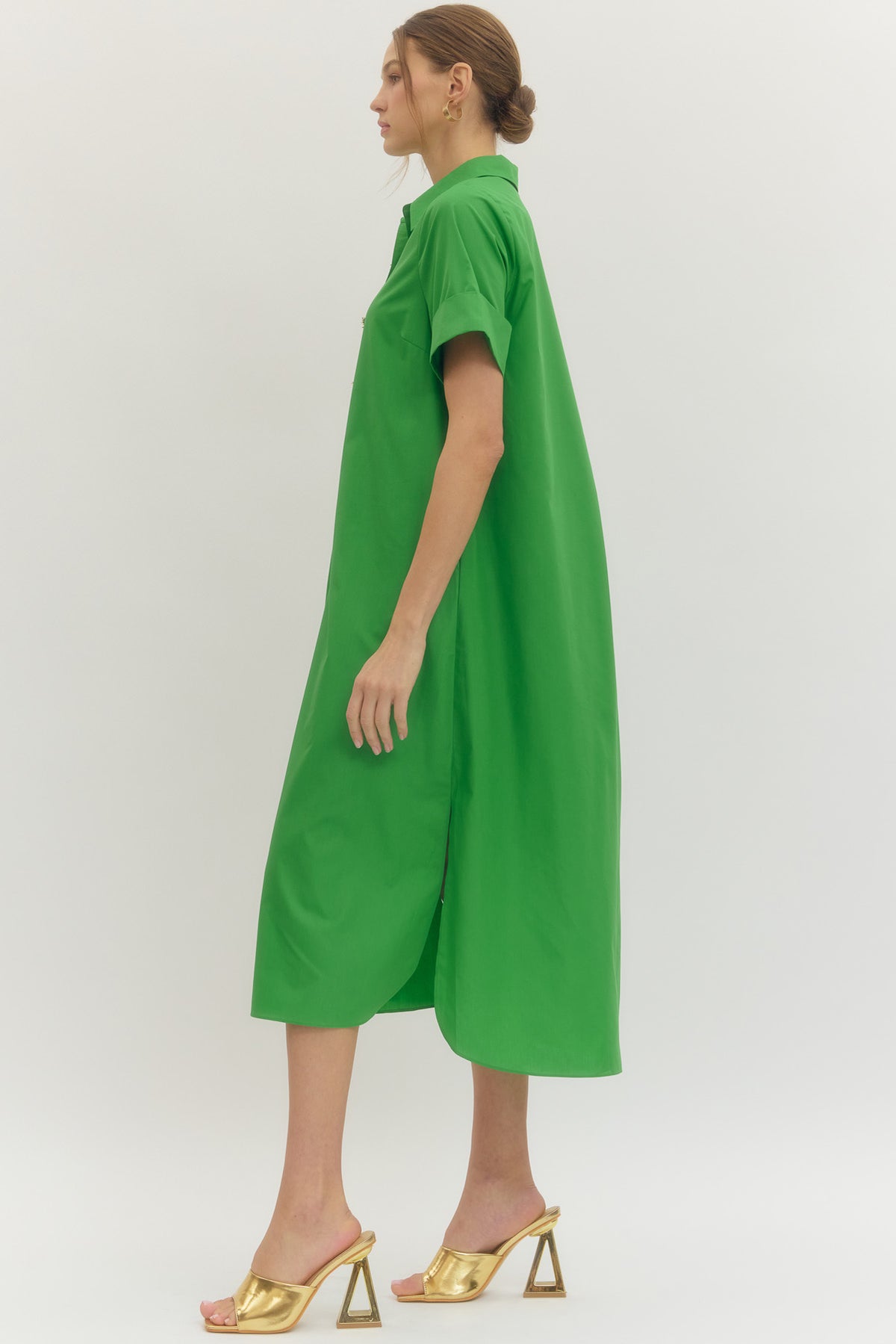 D29516 Solid Midi Dress