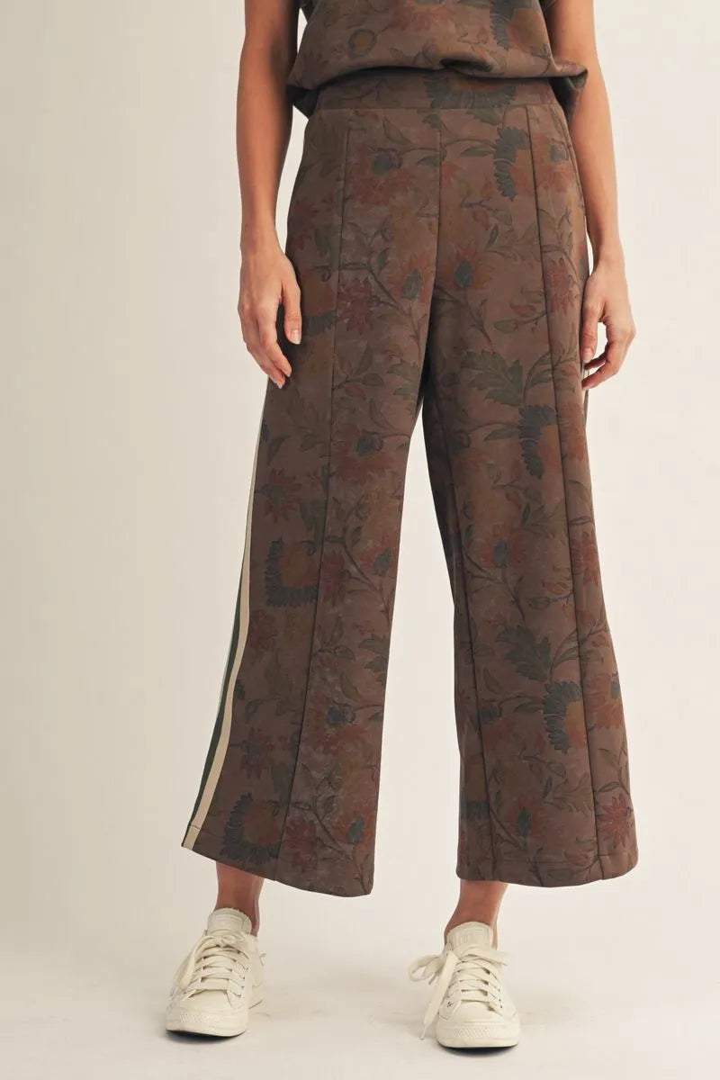 B50959-BOTTOM Floral Wide Leg Pants