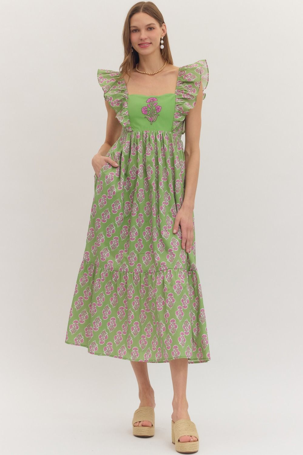 D29327 Botanical Print Midi Dress