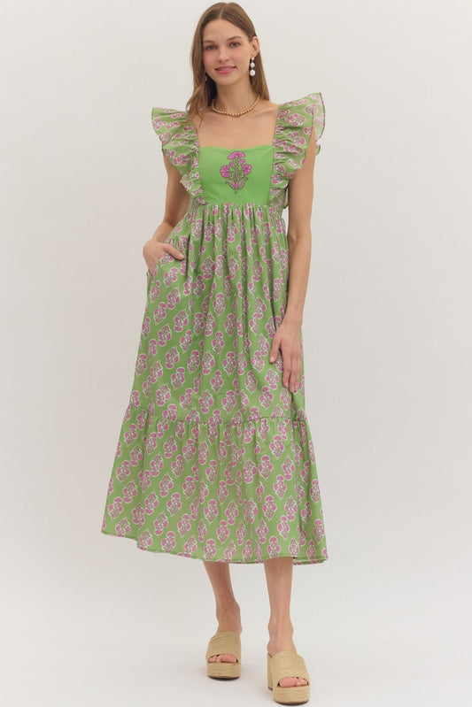 D29327 Botanical Print Midi Dress