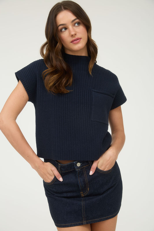 B5FT1013 Solid Mock Neck Sweater