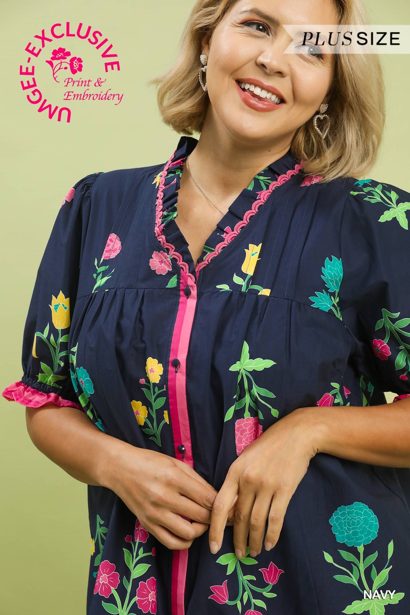 WK1468 Curvy Petal Parade Printed Top