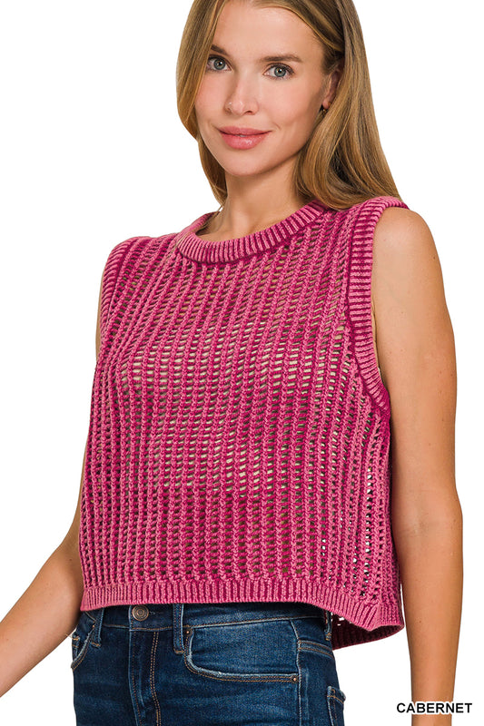TWW-2484Y Fishnet Sweater Vest