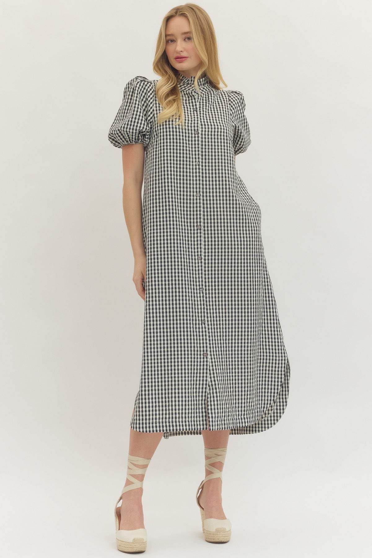 D30179 Gingham Midi Dress
