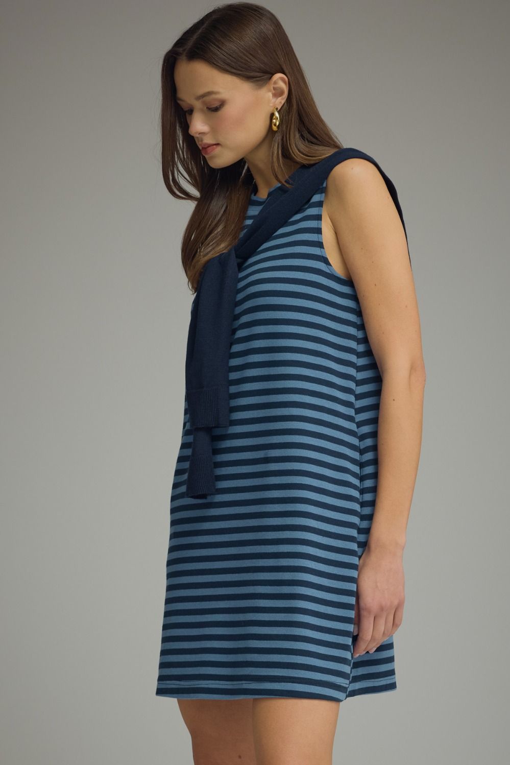D32703 Sweater Overlay Detail Mini Dress