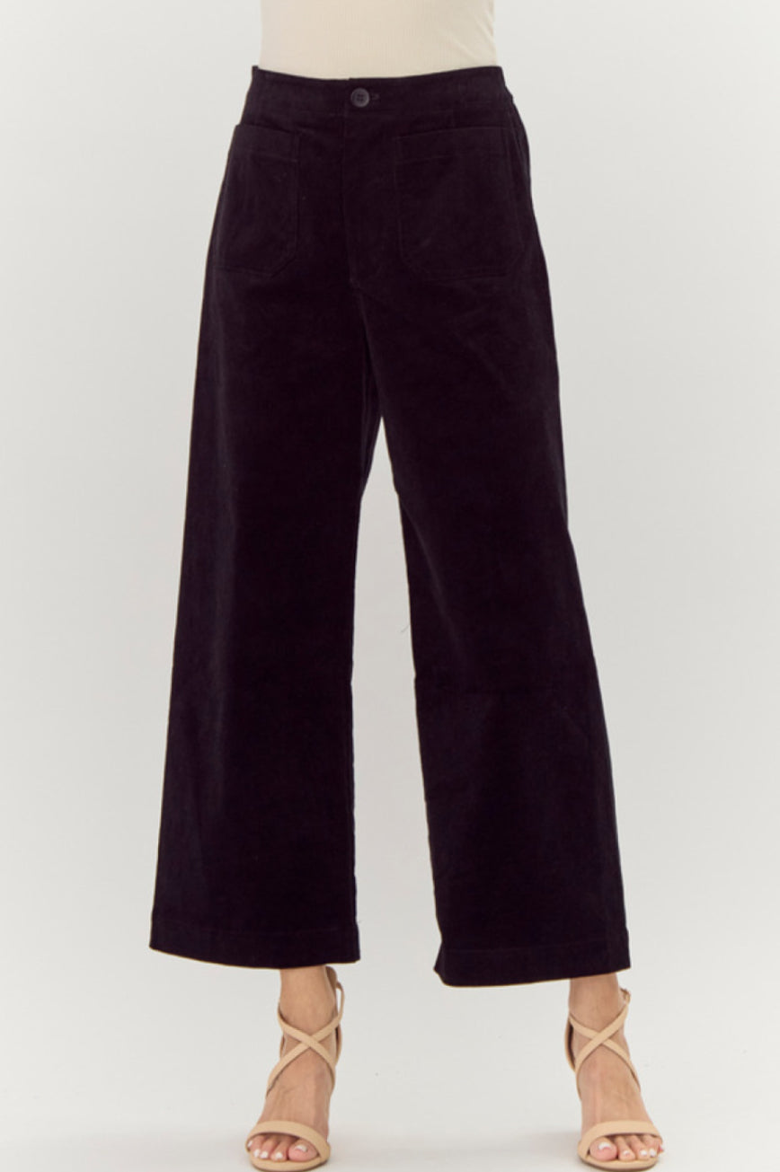 H40228-1 Solid Wide Pants