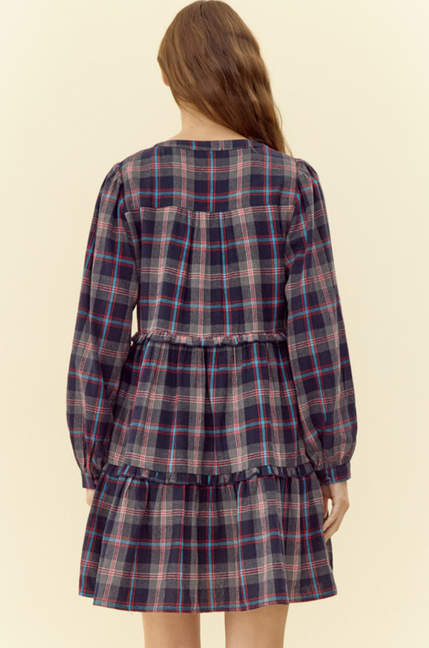 H11364 Check Print Dress