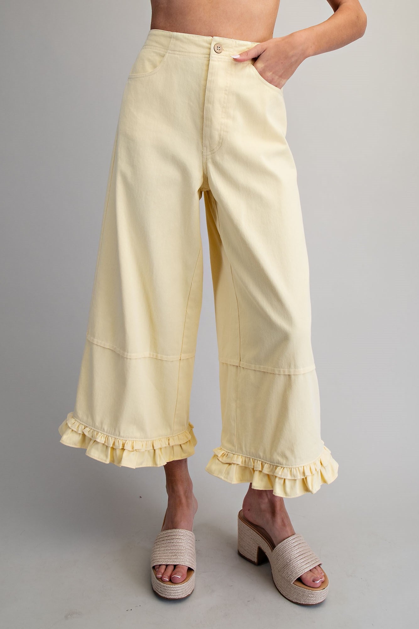 PH15714 Mineral Washed Ruffle Hem Pants