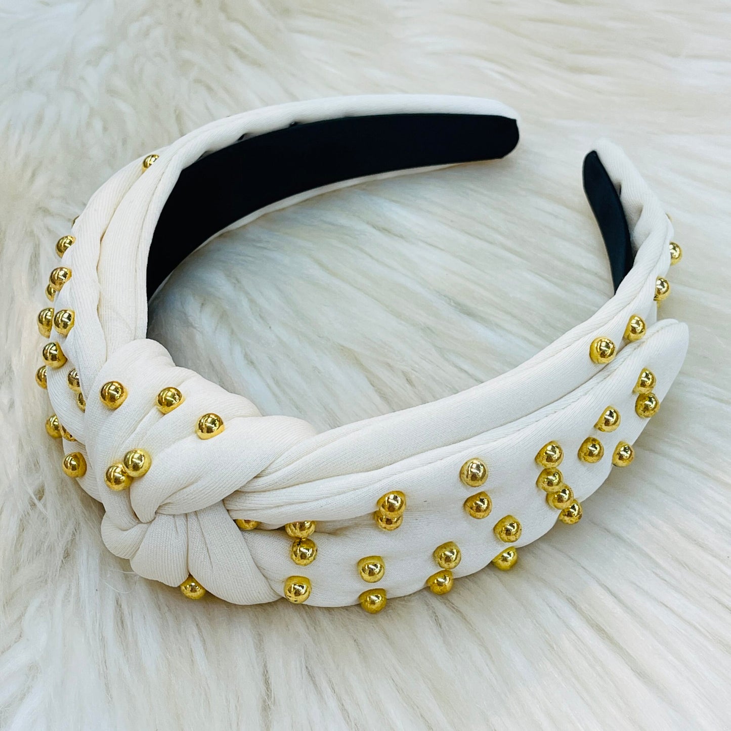 Golden Pearl Knotted Headband