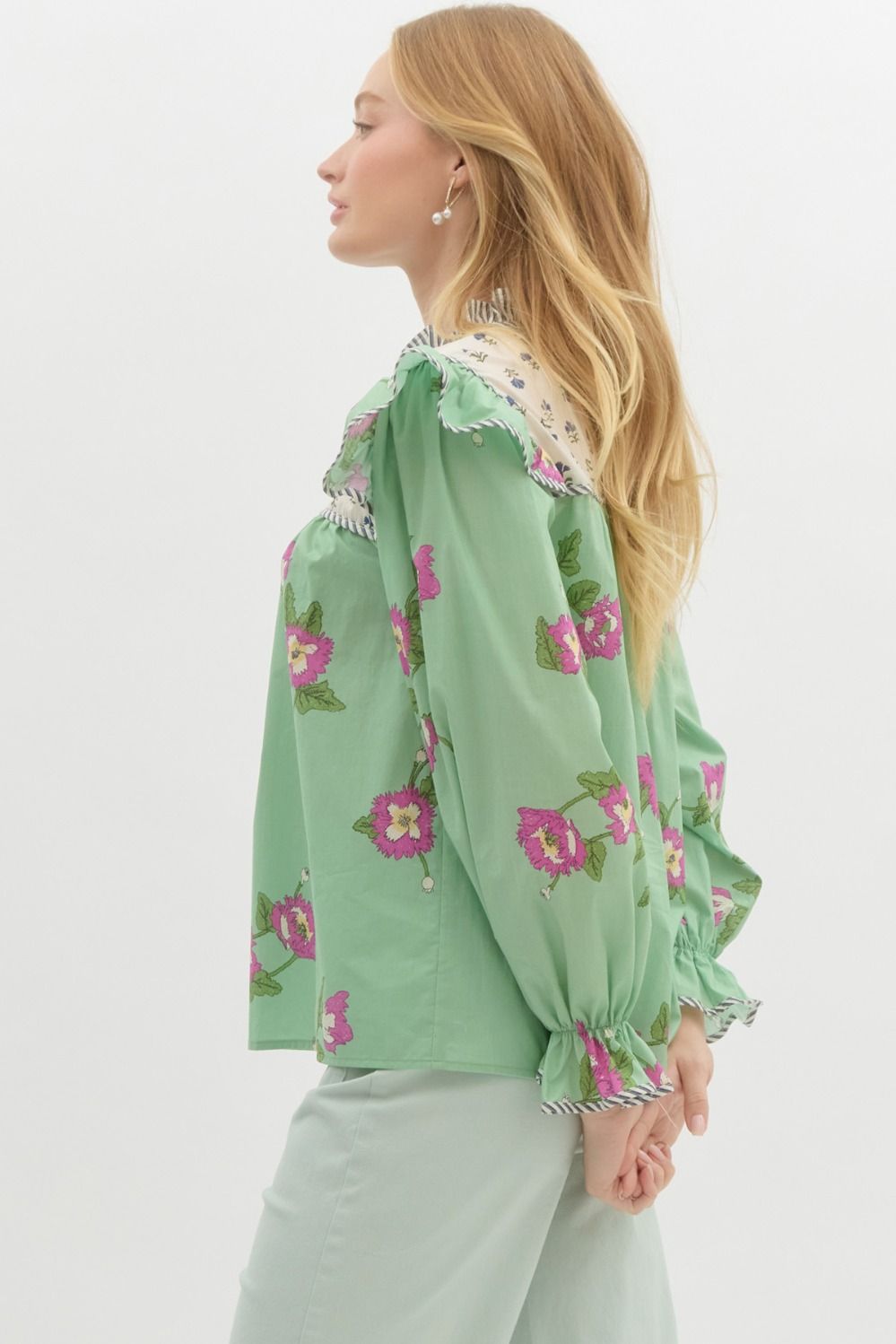 T25867 Mixed Print Top