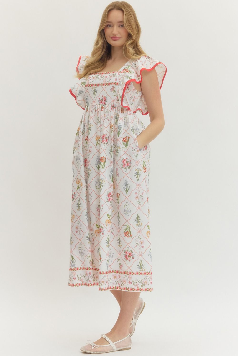 D28767 Botanical Print Midi Dress