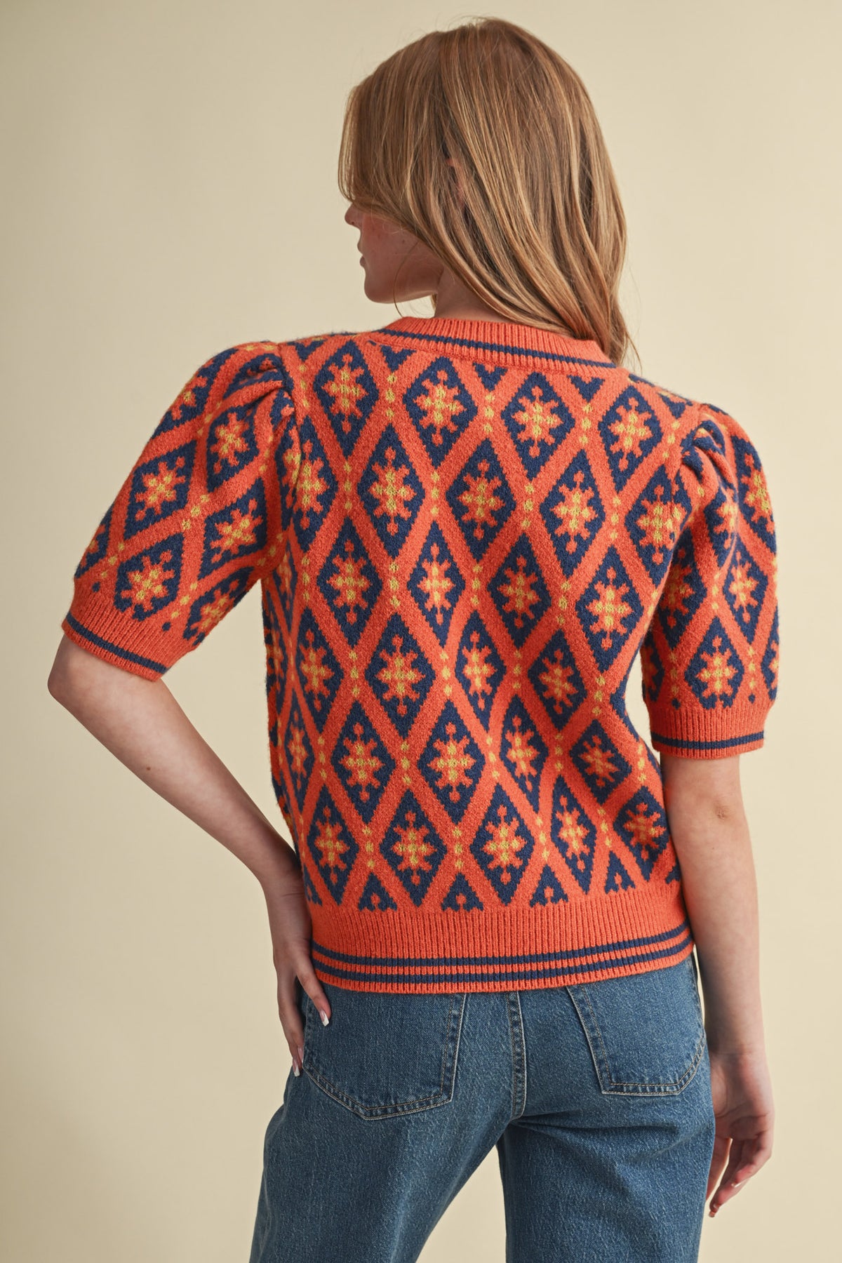 MSW11653 Geometric Print Sweater Top