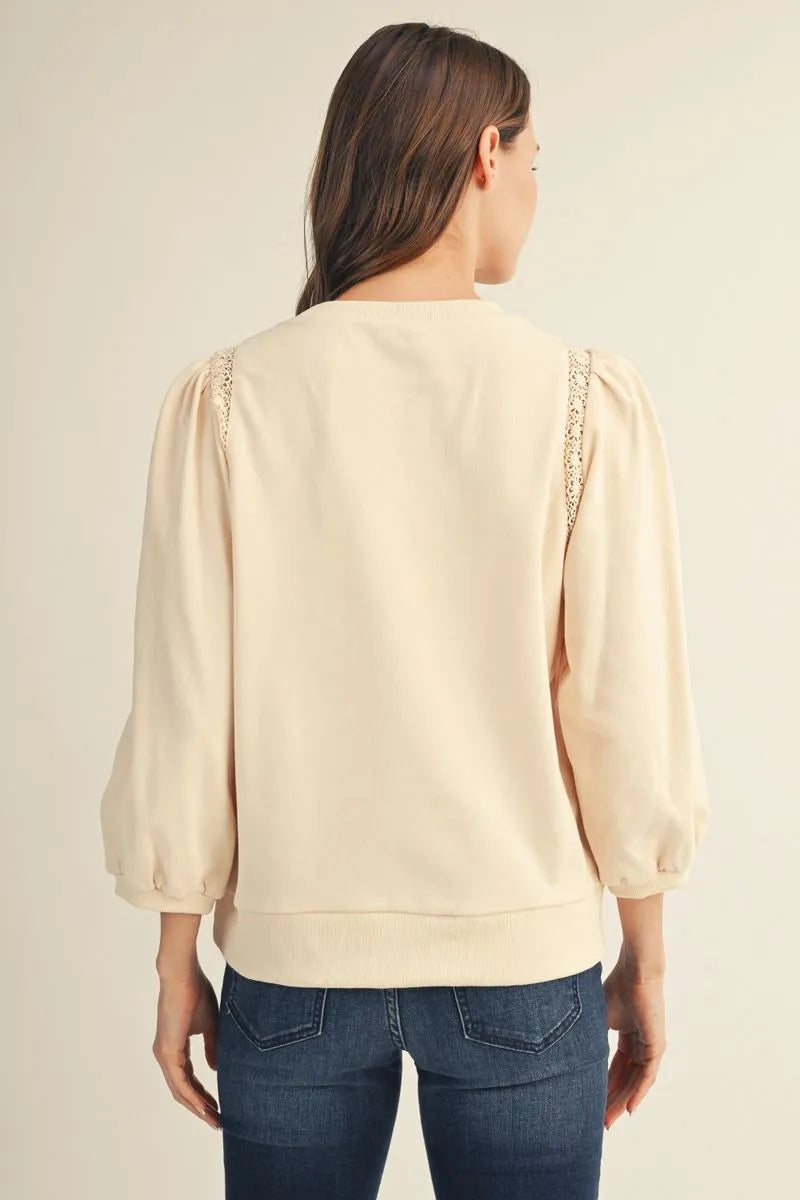 M51239 3/4 Sleeve Solid Top