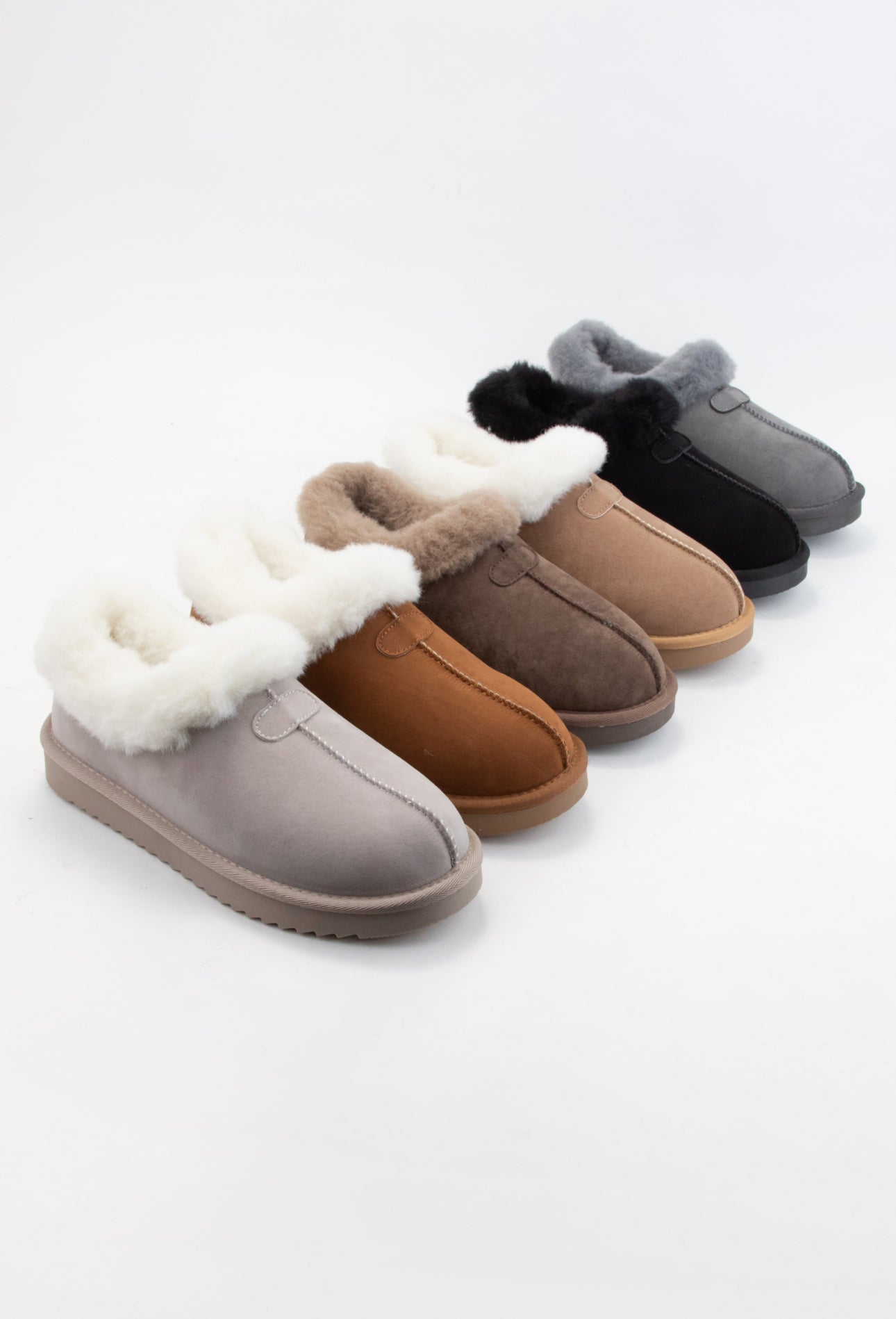 Debra Fluffy Collar Suede Slippers