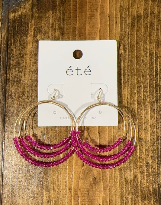 EME2525 Three Row Drop Loop Earrings