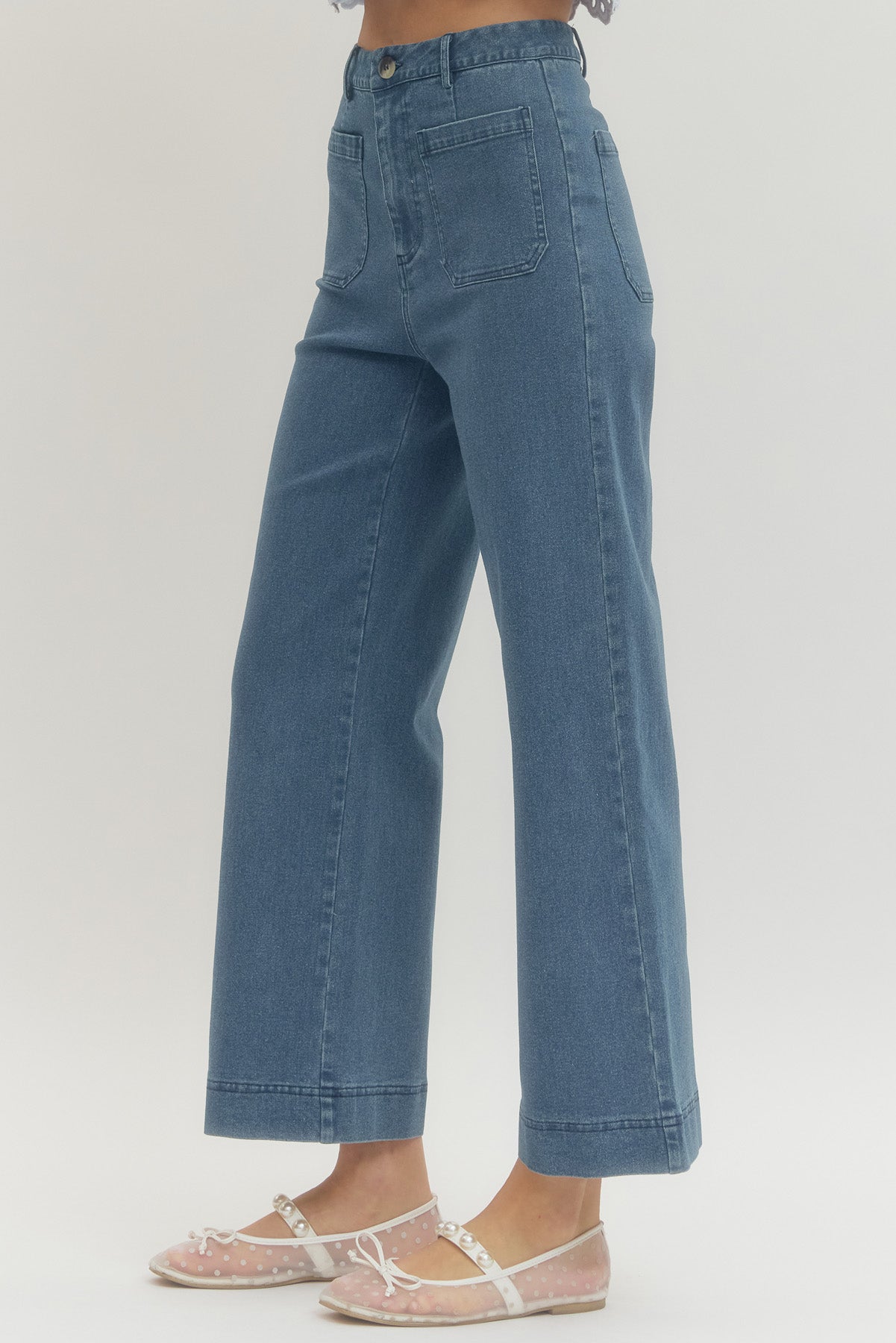 P29428 Solid Wide Leg Pants