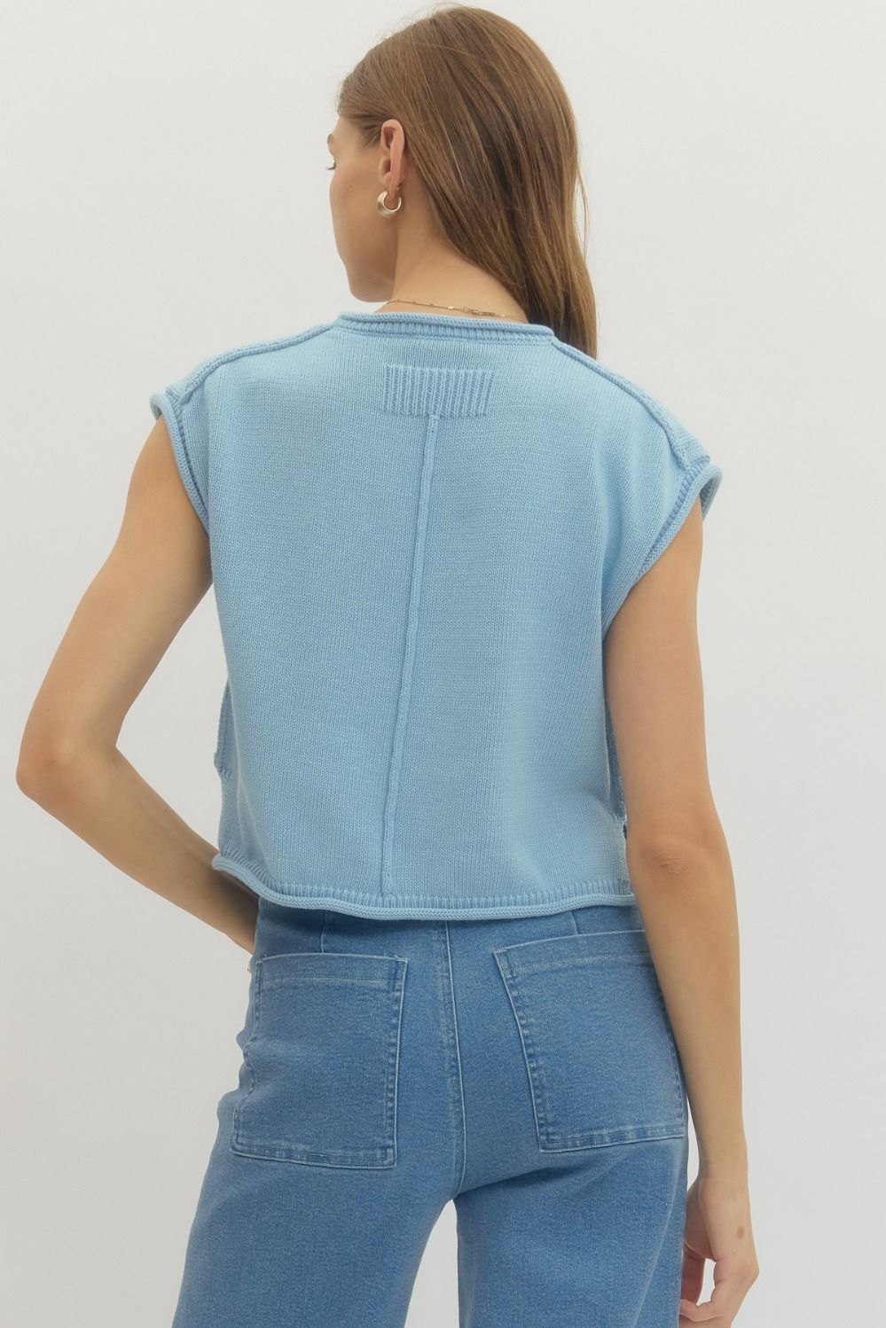 T29184 Solid Cap Sleeve Top