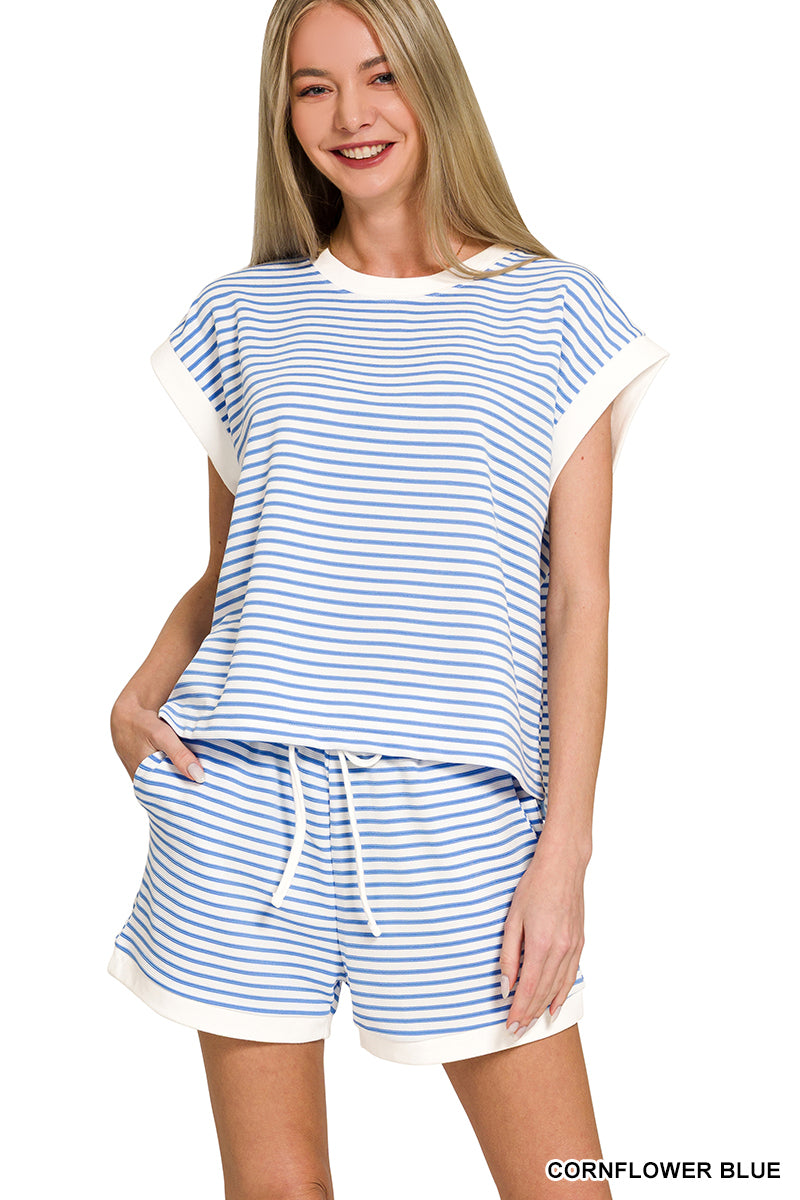 CTCP-3540Y Stripe Shorts Set
