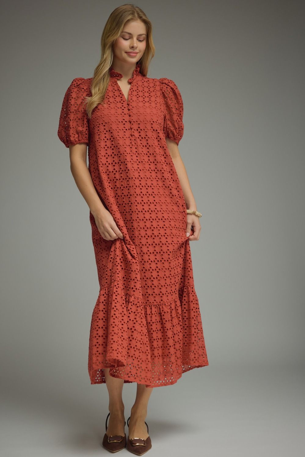 D29377 Eyelet Midi Dress