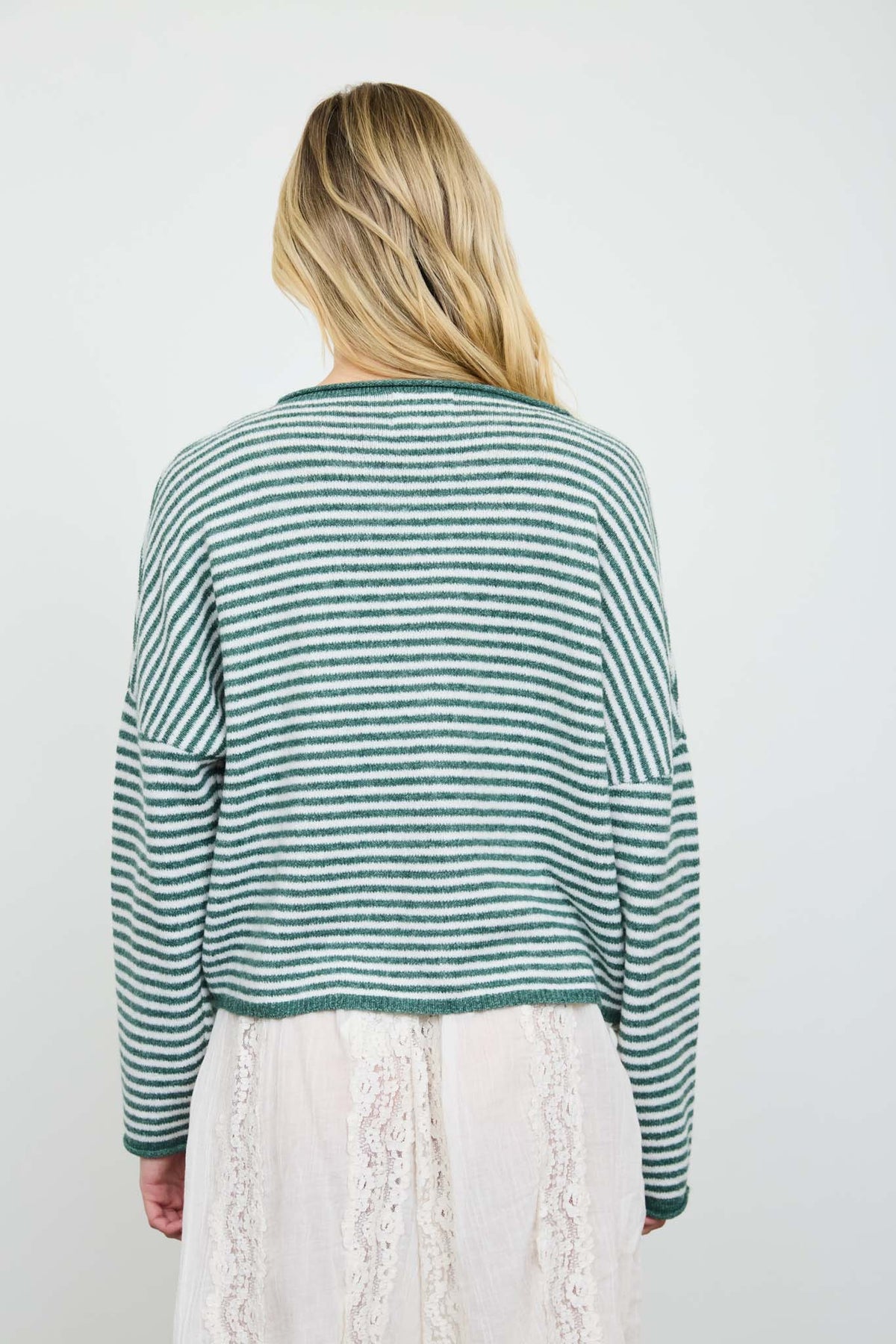 J6SJ1003 Striped Button Down Cardigan