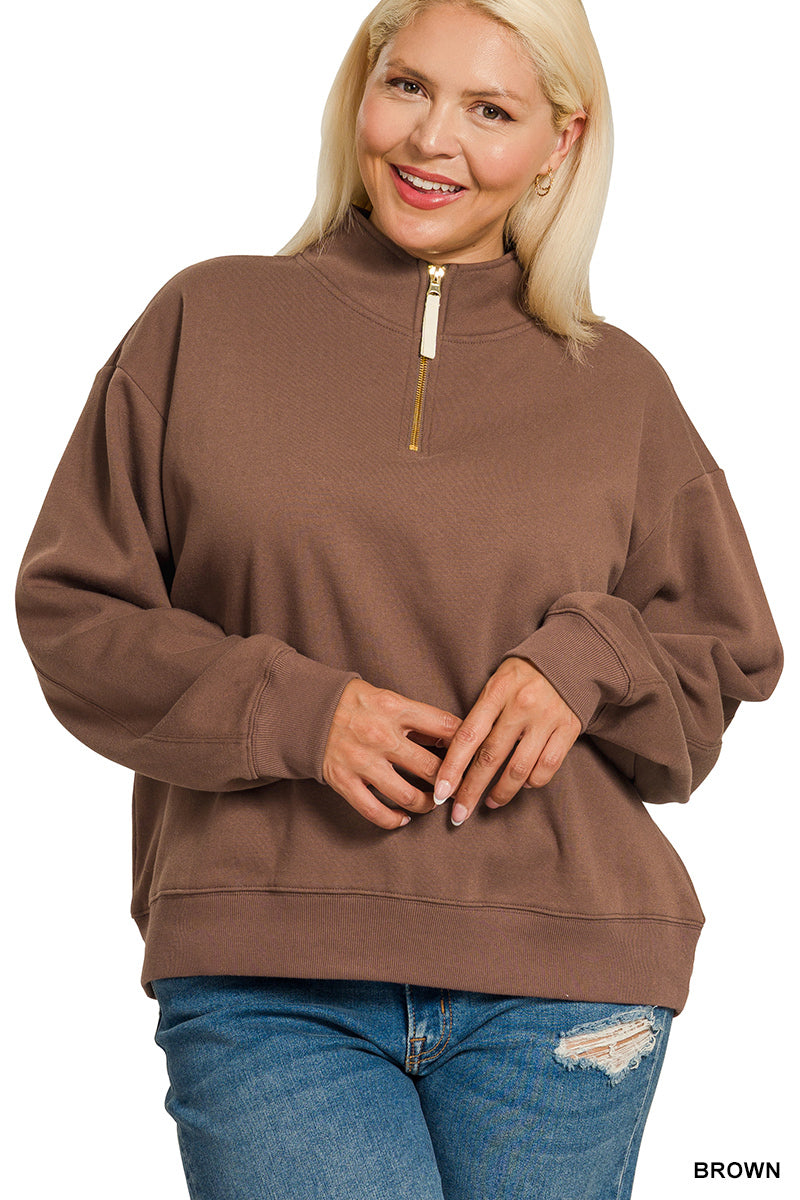 OT-4357X Curvy Fleece Half-Zip Sweatshirt