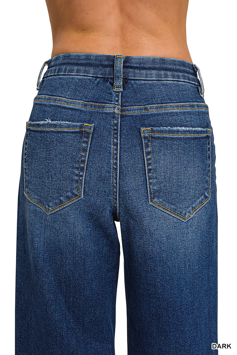DYP-9556DD Cropped Wide Leg Denim Jeans