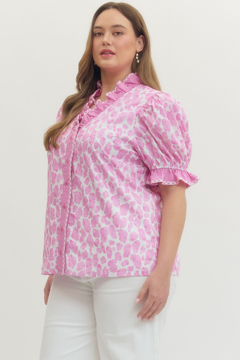 T29991P Curvy Abstract Leopard Print Top