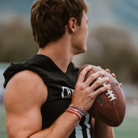 Game Day Red/Black/White Hair Tie + Bracelet Set