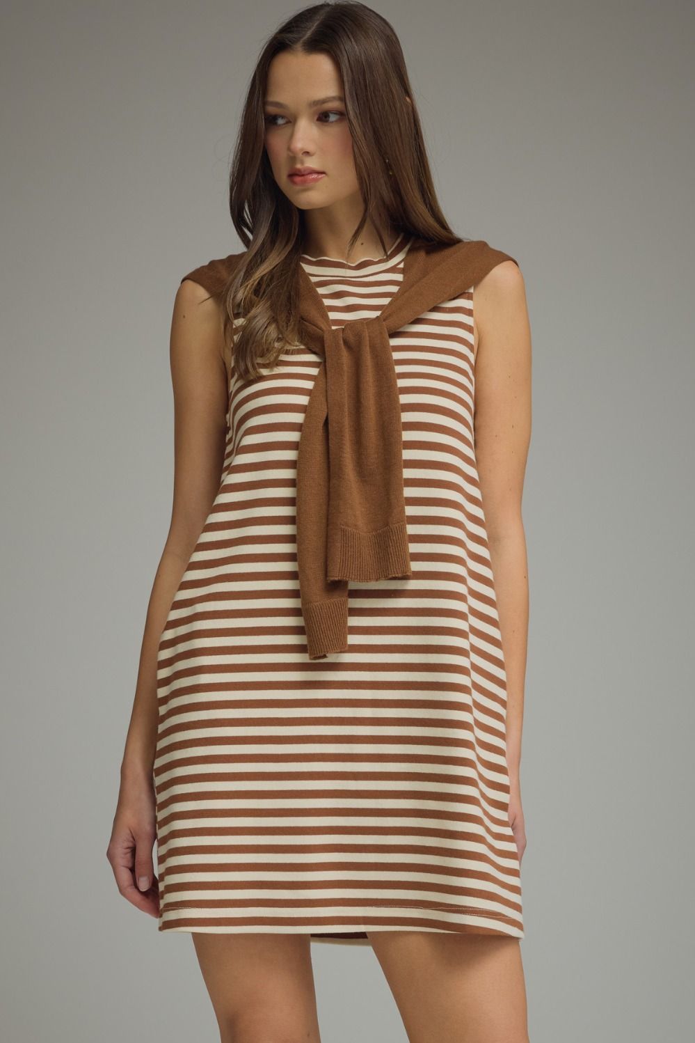 D32703 Sweater Overlay Detail Mini Dress