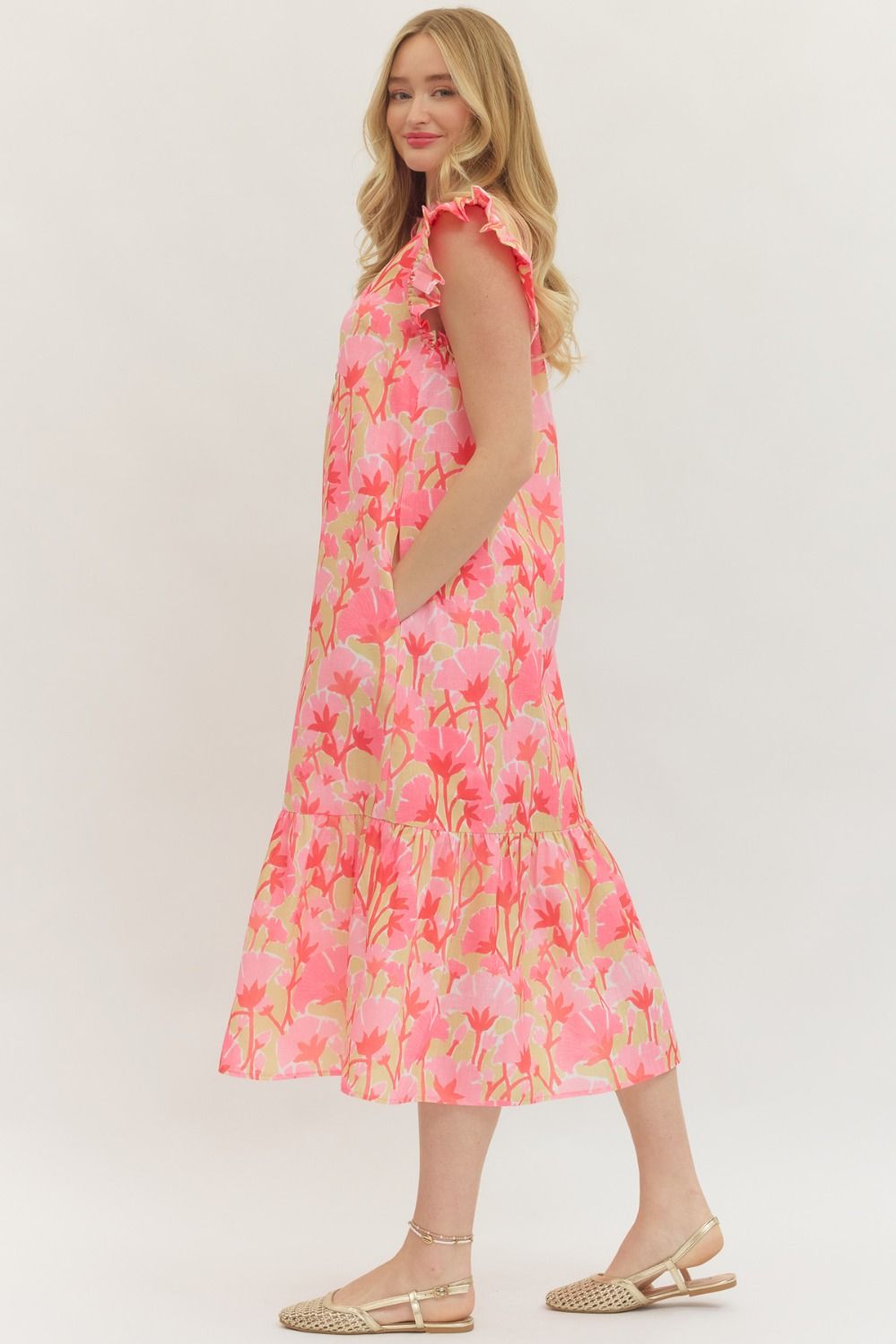 D30652 Floral Midi Dress