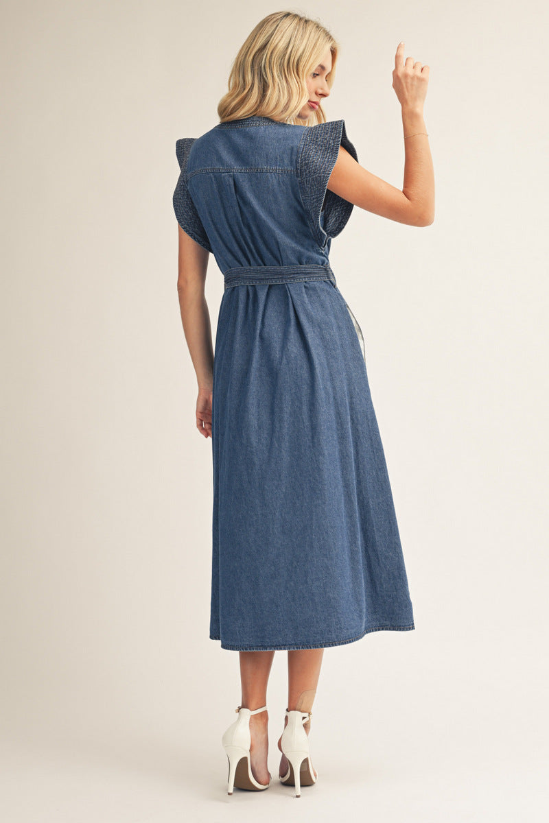 R7267 Midi Length Denim Dress