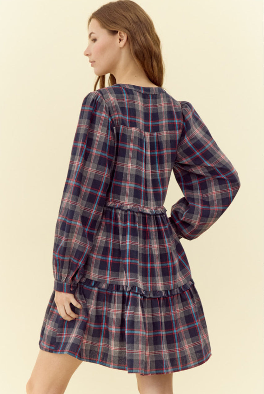 H11364 Check Print Dress