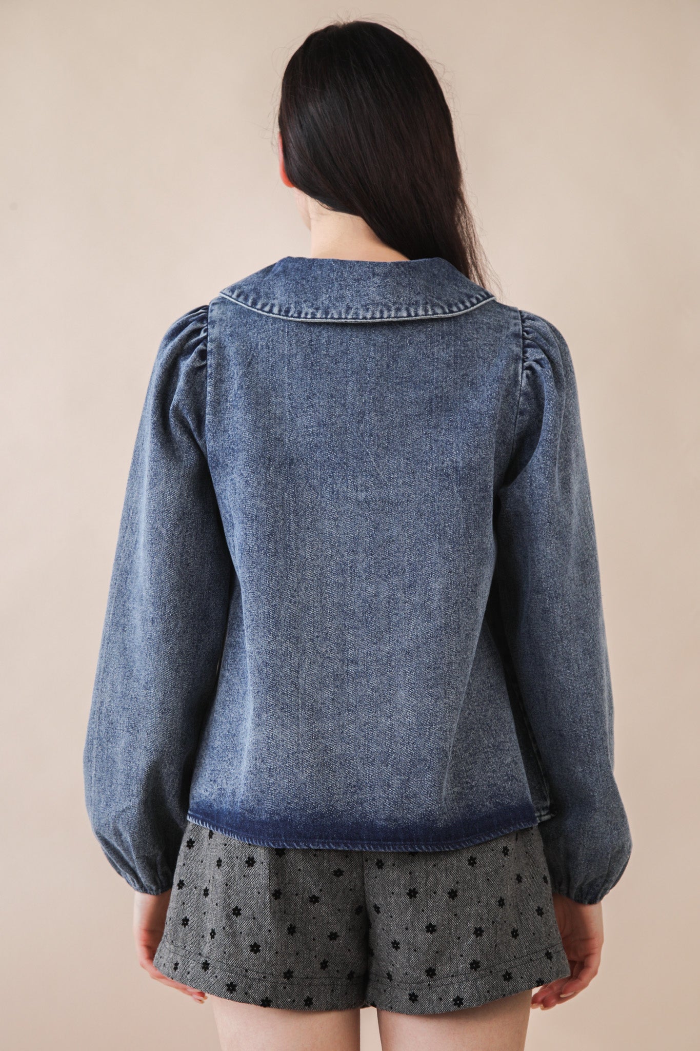 NT12233 Mineral Washed Denim Top