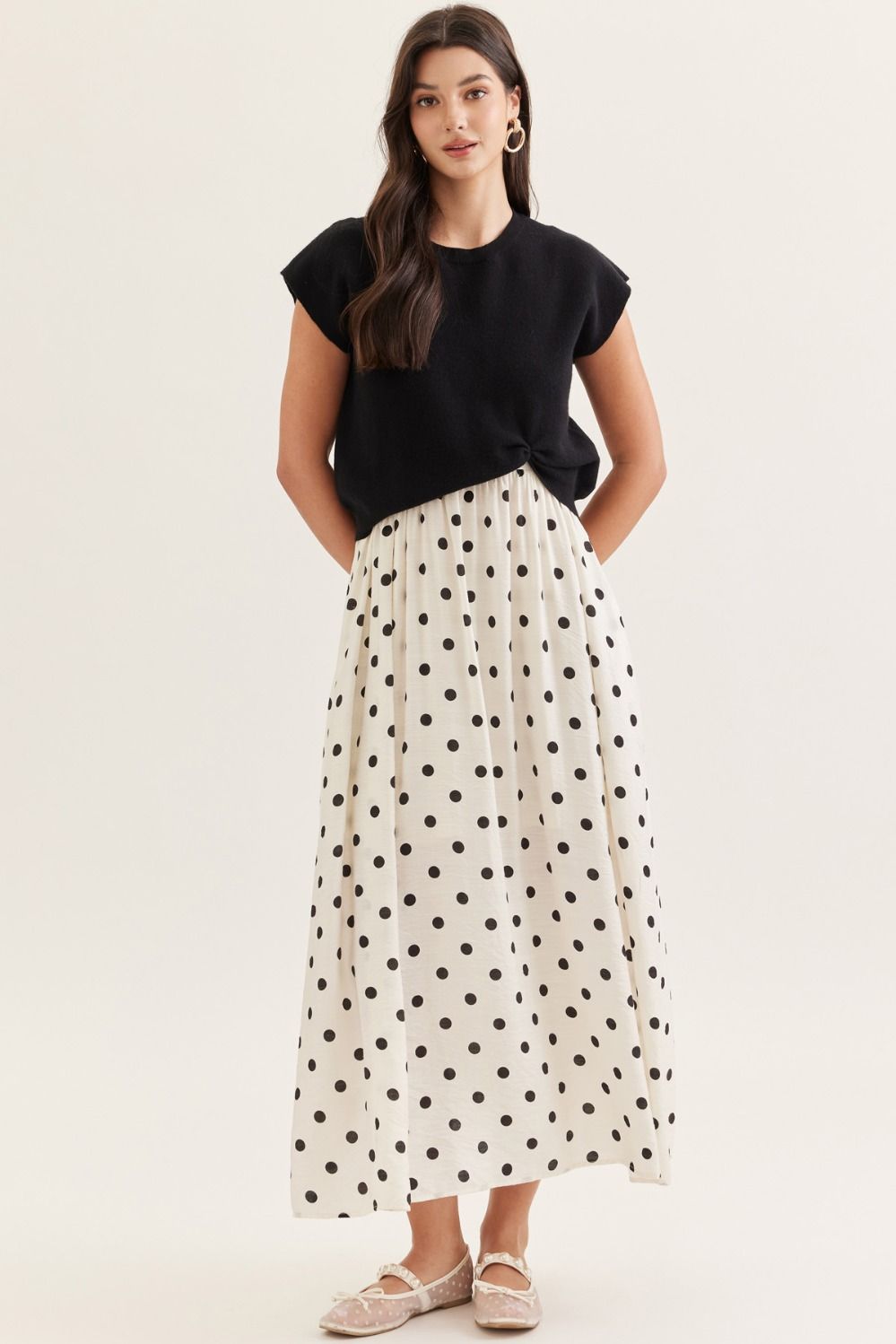 D31521 Layered Polka Dot Dress Set