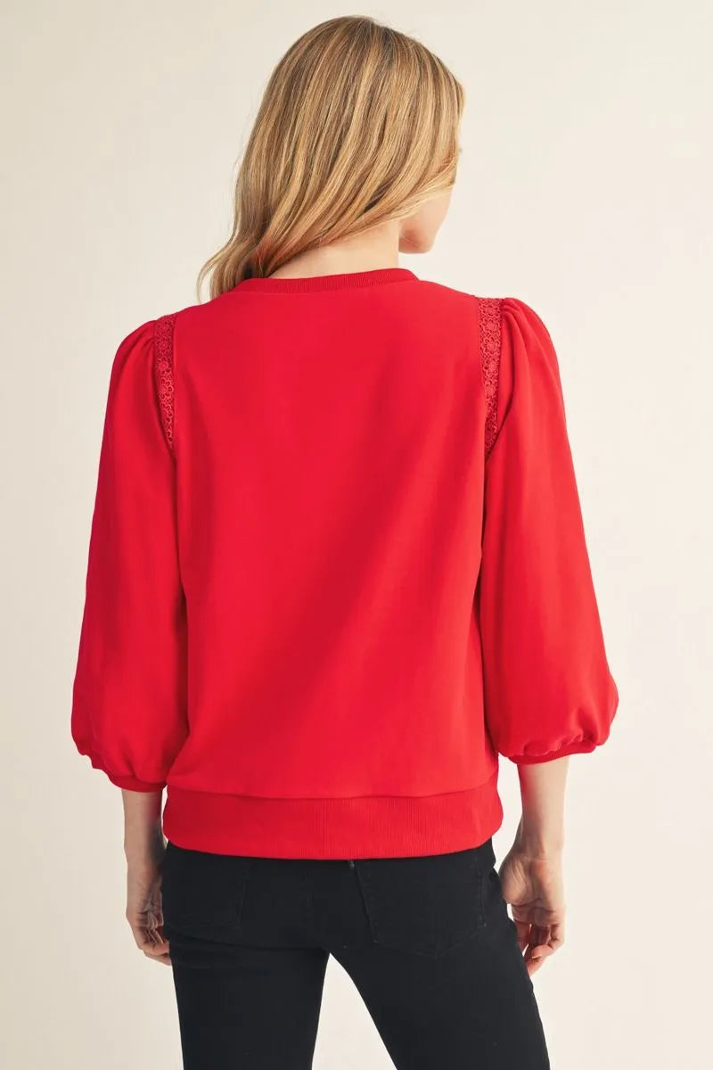 M51239 3/4 Sleeve Solid Top