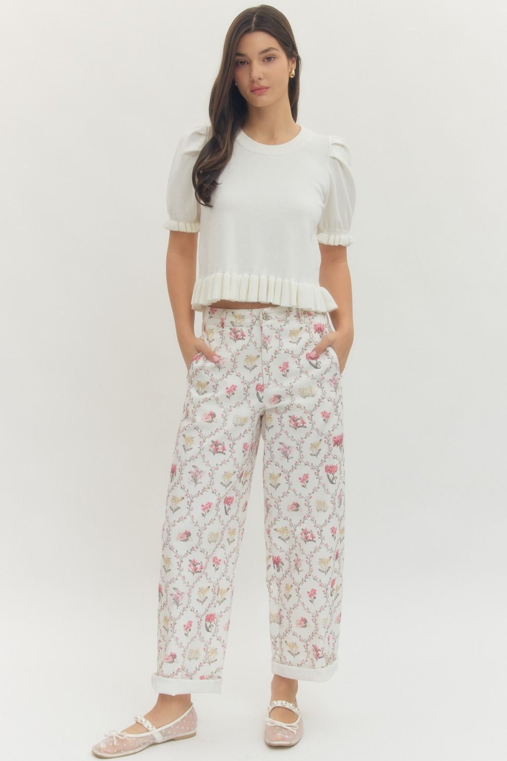 P29776 Floral Wide Leg Pants