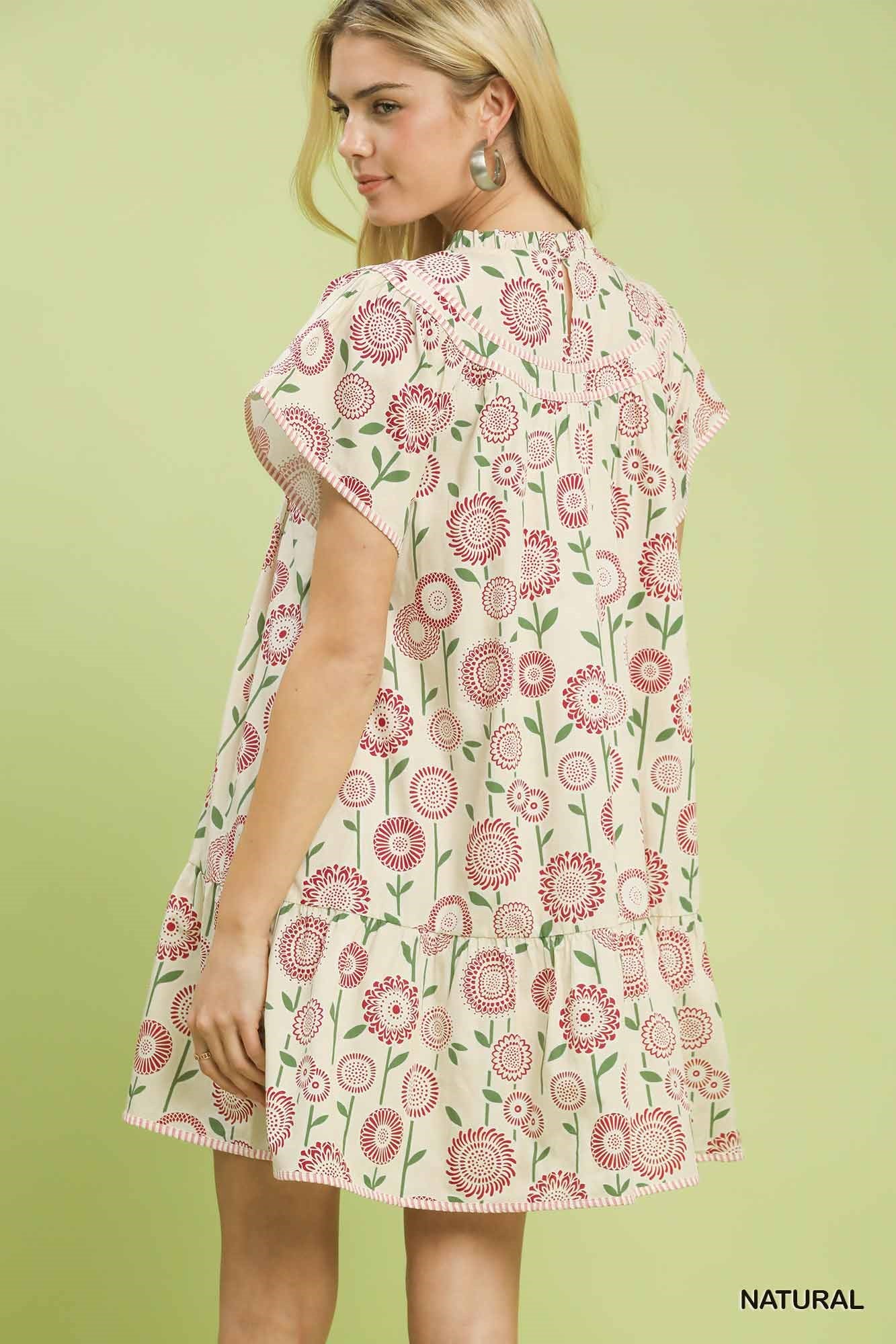 K2118 Floral Print Babydoll Dress