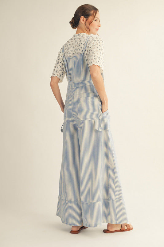 M50411 Wide Leg Striped Jumpsuit
