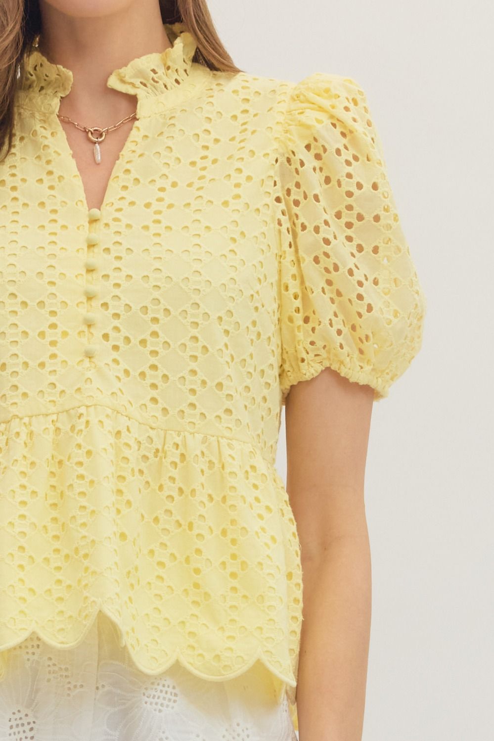 T30420 Short Sleeve Eyelet Top