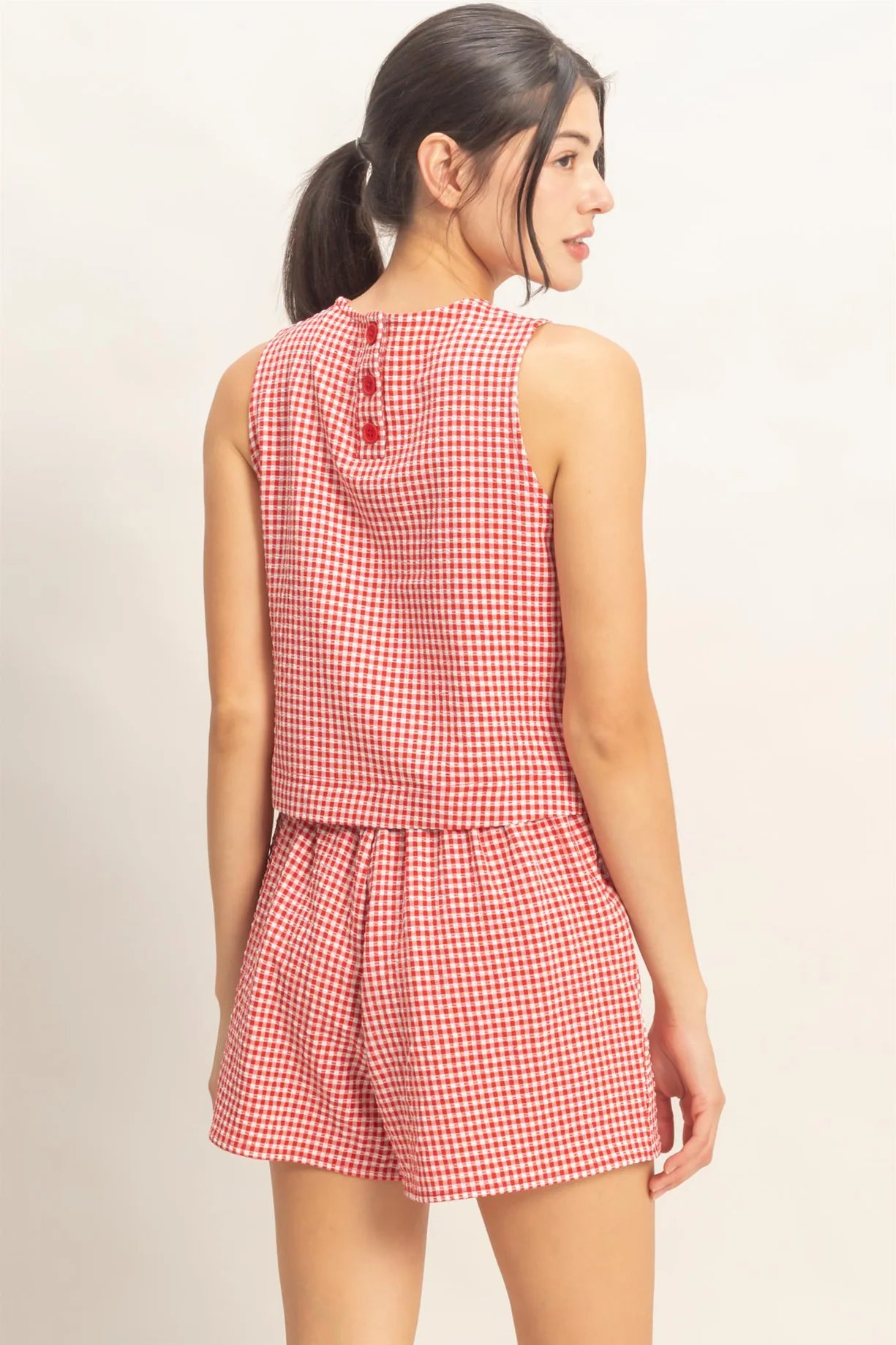 DZ26C688-SET Gingham Checkered Set