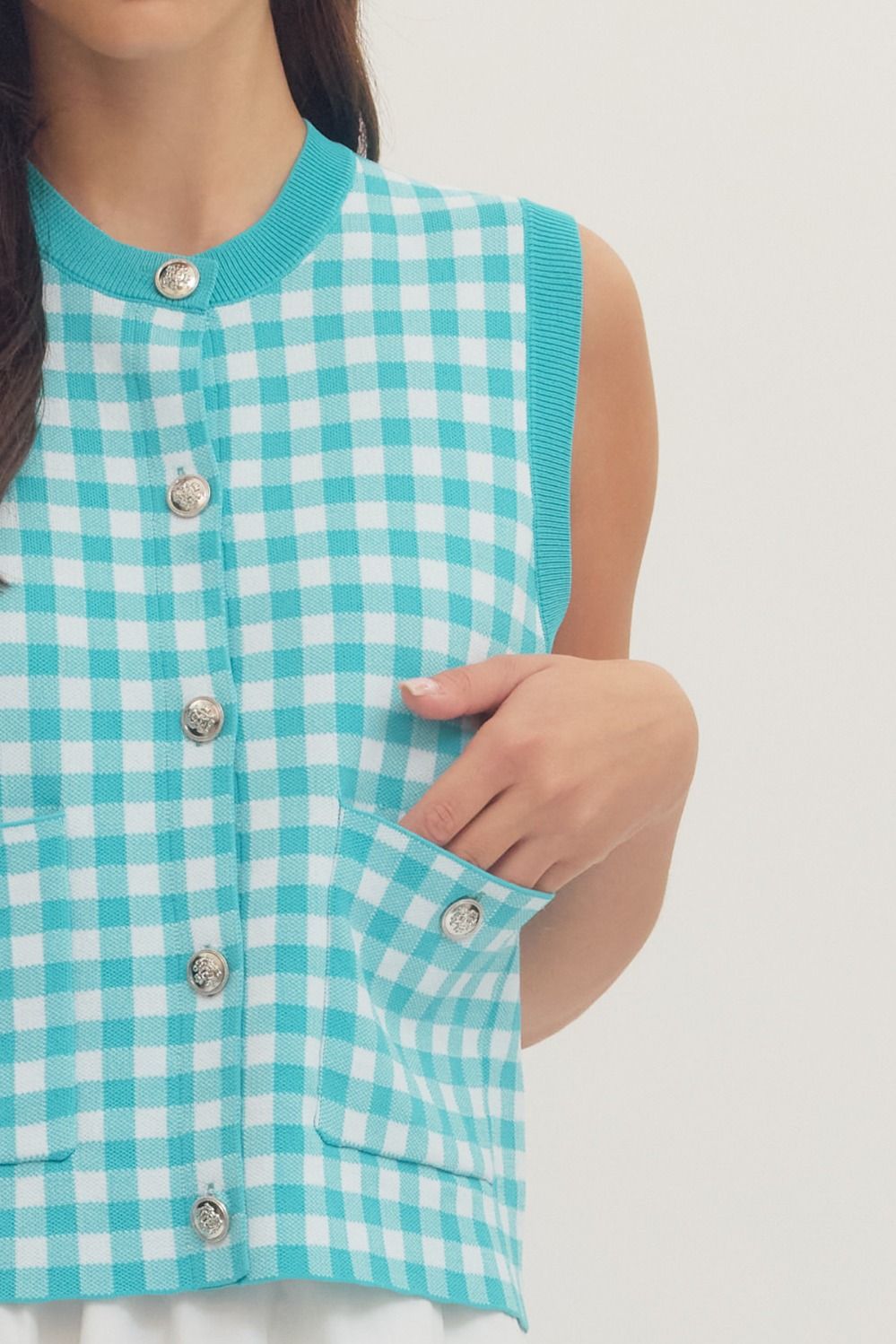 T30793 Gingham Sleeveless Top