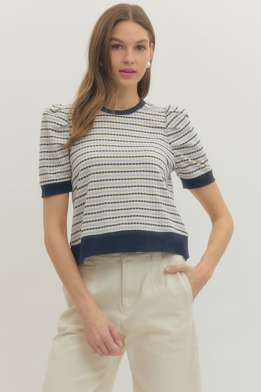 T30445 Two Tone Striped Top