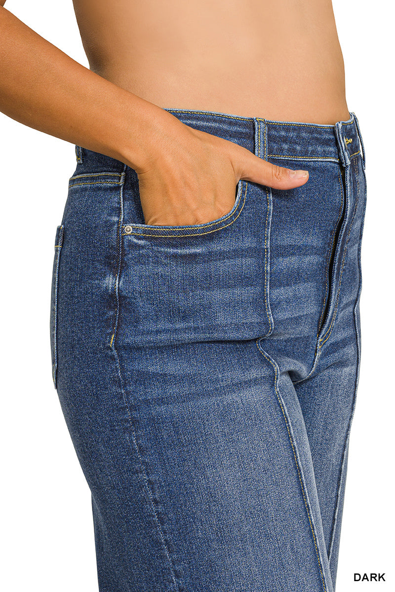 DYP-9558DDX Curvy Wide Leg Pintuck Denim Jeans