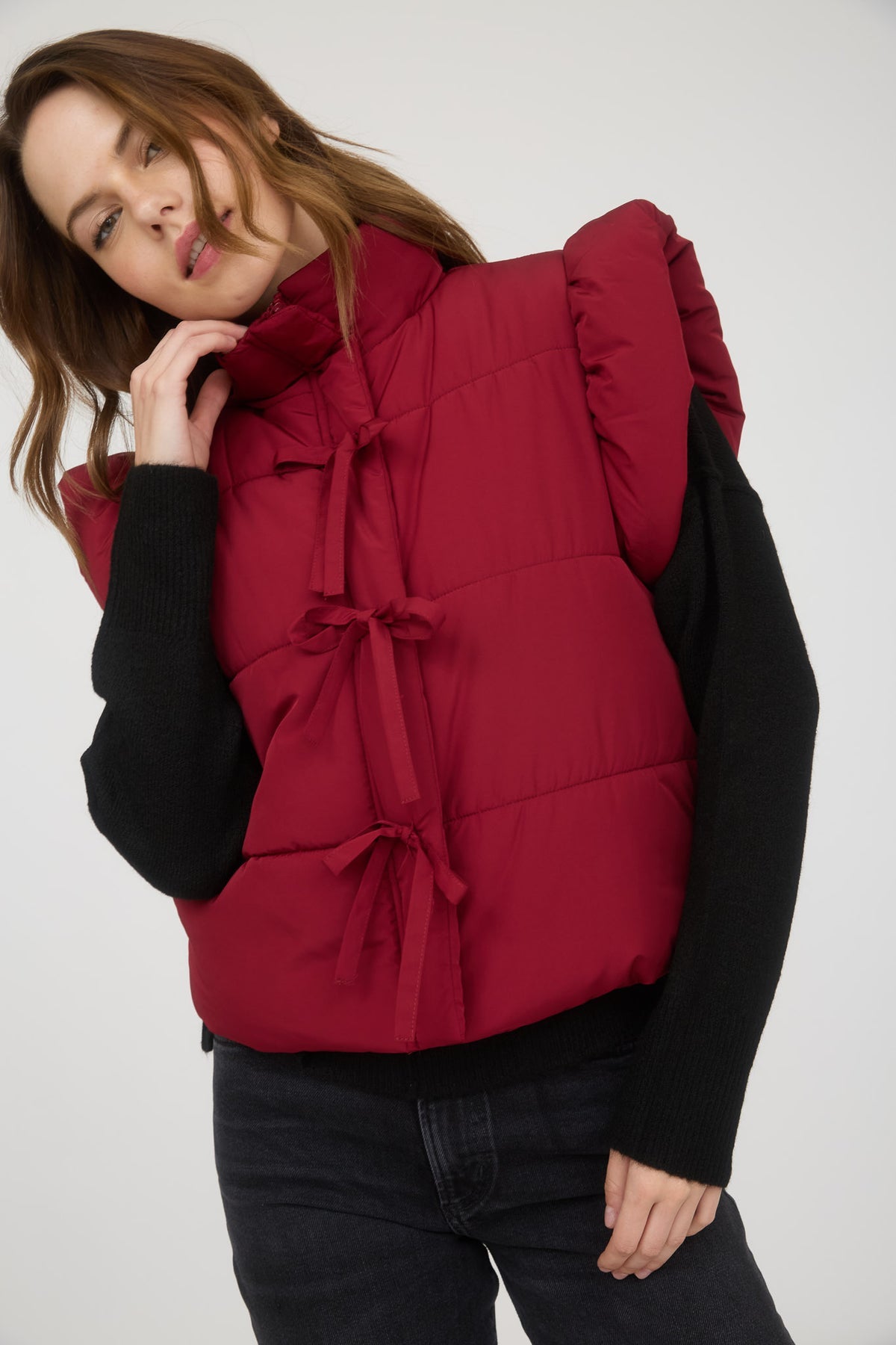 CR2685 Bow Detail Puffer Vest