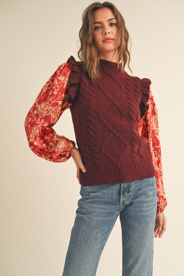 MSW10404 Mixed Media Sweater Top