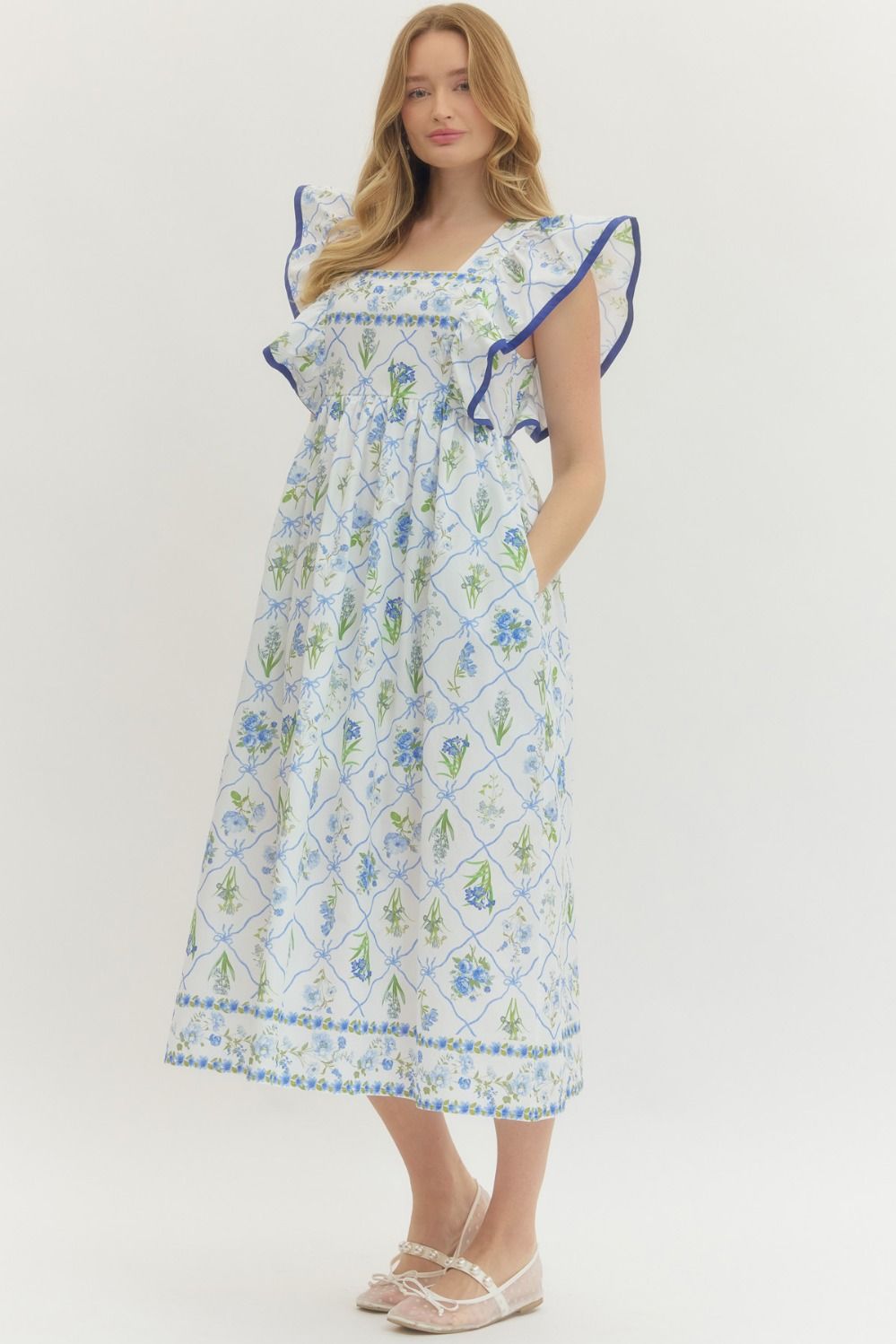 D28767 Botanical Print Midi Dress