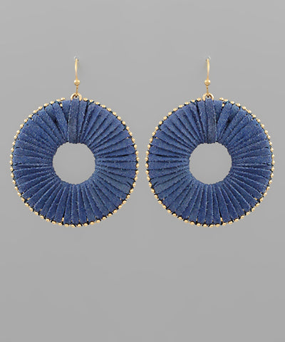 EP48784 Wrapped Raffia Round Earrings