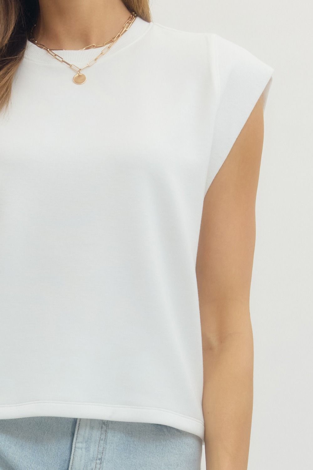 T28380 Solid Cap Sleeve Top
